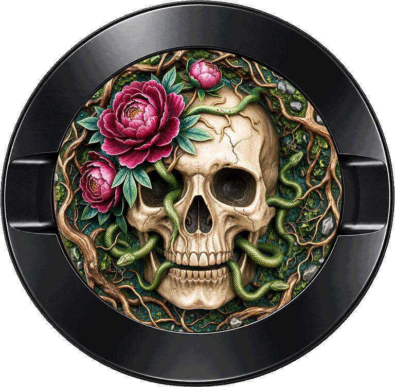 Skull Roses Roots Snakes
