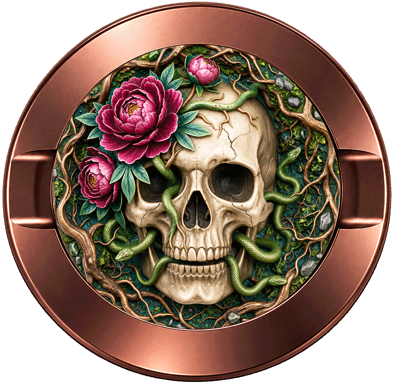 Skull Roses Roots Snakes