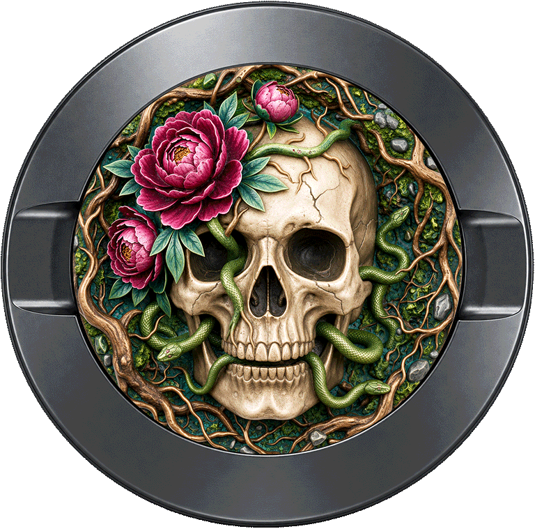 Skull Roses Roots Snakes