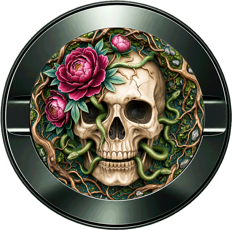 Skull Roses Roots Snakes