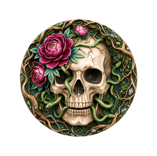 Skull Roses Roots Snakes