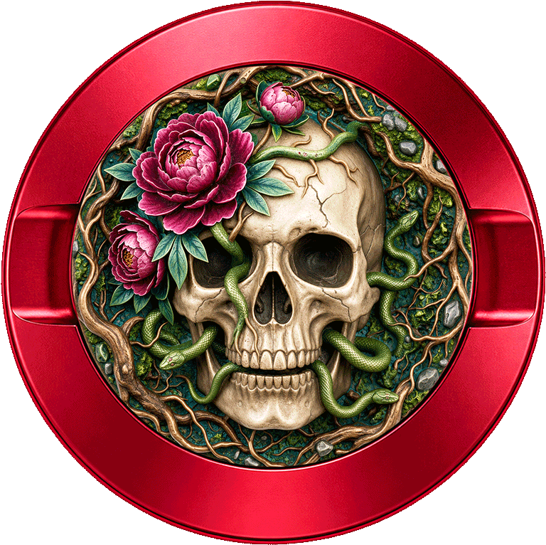 Skull Roses Roots Snakes